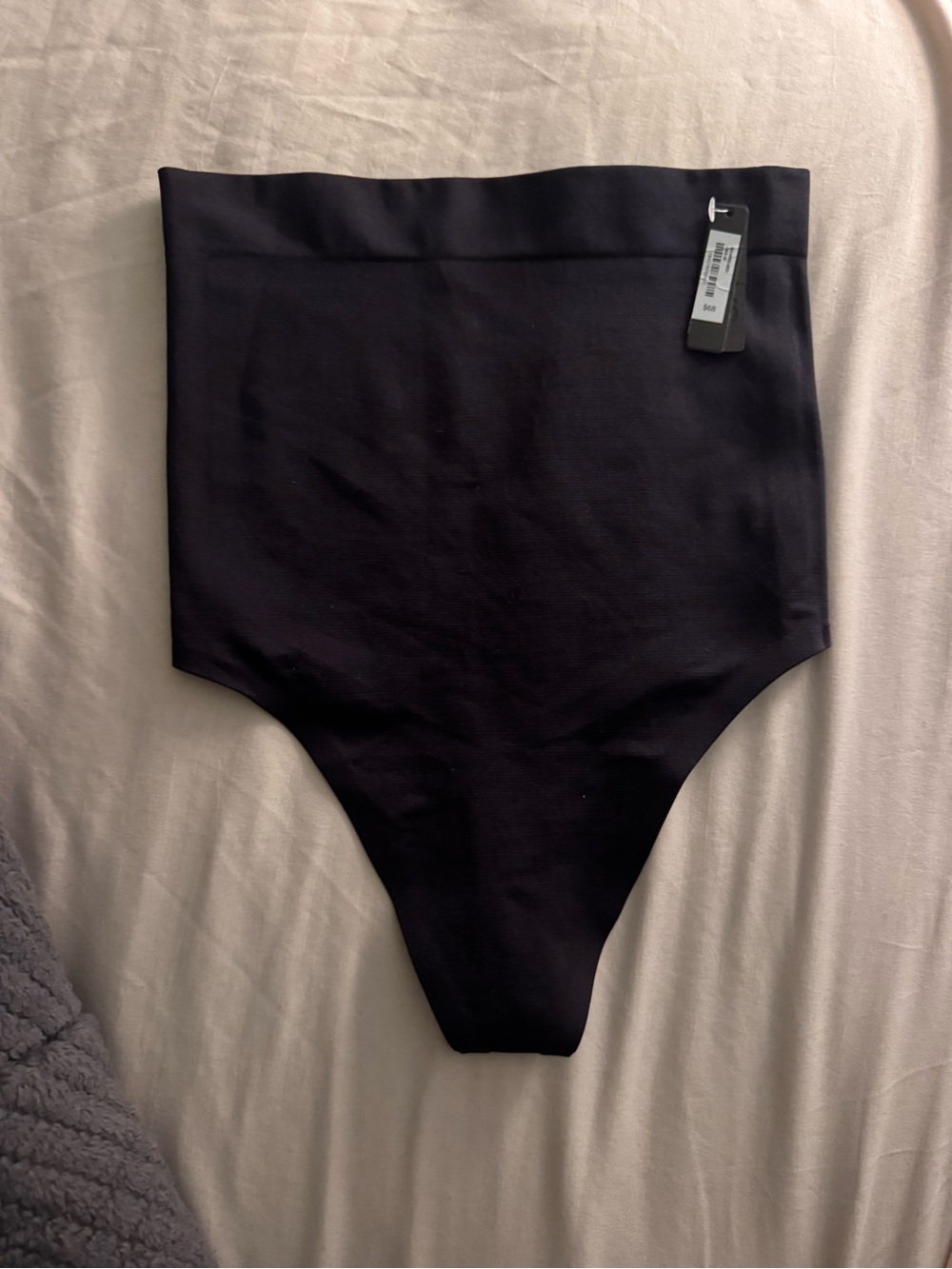SKIMS High Waist Bonded Thong in Onyx
